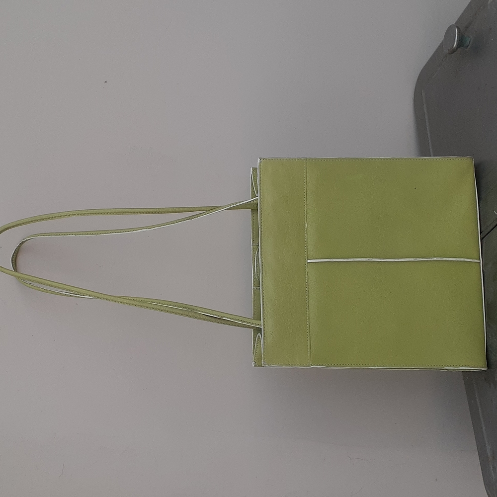 Wilsons Leather lime green Handbag Shoulder Bag dual Strap Handle - Picture 3 of 10